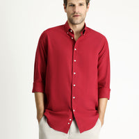 Koyu Kırmızı Uzun Kol Regular Fit Spor Pamuk Gömlek