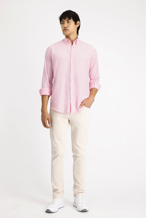 Dusty Pink Long Sleeve Regular Fit Sport Cotton Shirt