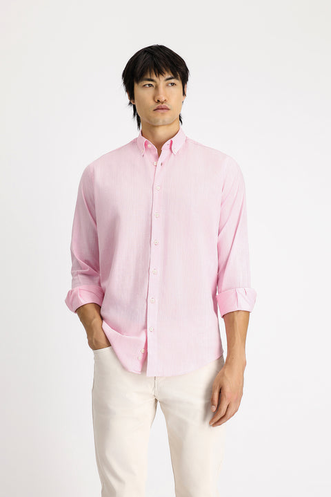 Dusty Pink Long Sleeve Regular Fit Sport Cotton Shirt