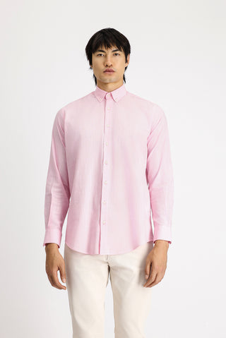  Toz Pembe Uzun Kol Regular Fit Spor Pamuk Gömlek