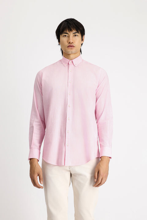 Dusty Pink Long Sleeve Regular Fit Sport Cotton Shirt