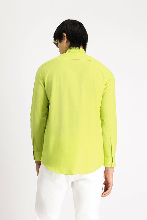 Pistachio Green Long Sleeve Regular Fit Cotton Sport Shirt