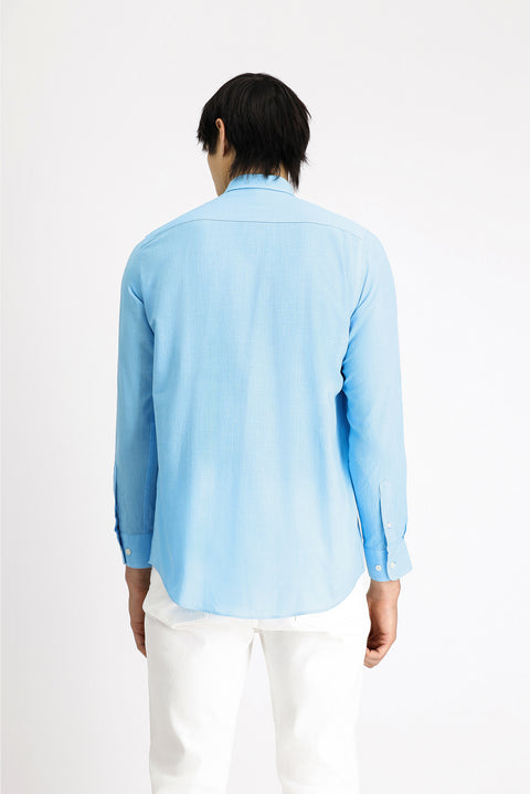 Medium Turquoise Long Sleeve Regular Fit Sport Cotton Shirt