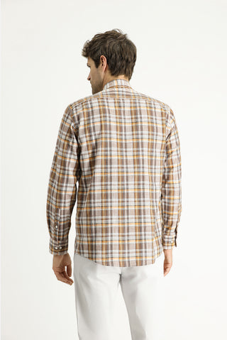  Açık Kahve  Uzun Kol Regular Fit Ekose Spor Pamuk Gömlek