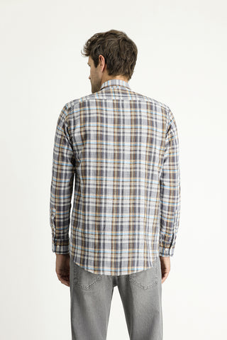  Açık Antrasit Uzun Kol Regular Fit Ekose Spor Pamuk Gömlek