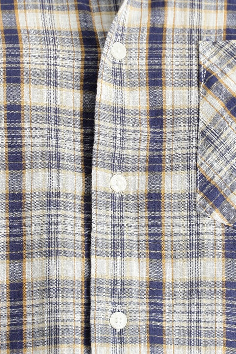 Orta Lacivert Uzun Kol Regular Fit Ekose Pamuk Gömlek