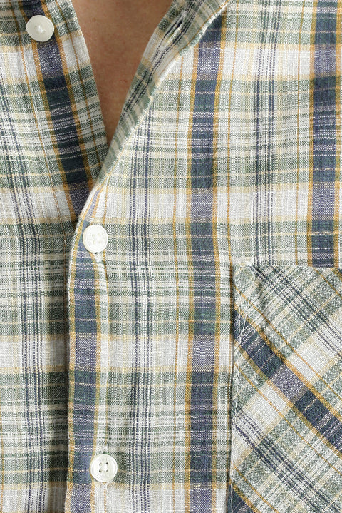 Orta Haki Uzun Kol Regular Fit Ekose Pamuk Gömlek