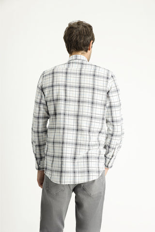  Beyaz Uzun Kol Regular Fit Ekose Pamuk Gömlek