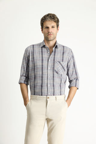  Aç?k Antrasit Uzun Kol Regular Fit Ekose Pamuk Gömlek-Ki??l?