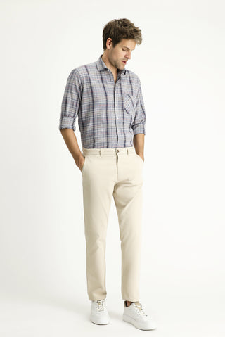  Aç?k Antrasit Uzun Kol Regular Fit Ekose Pamuk Gömlek-Ki??l?