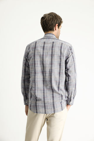  Aç?k Antrasit Uzun Kol Regular Fit Ekose Pamuk Gömlek-Ki??l?