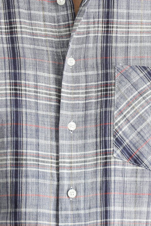 Açık Antrasit Uzun Kol Regular Fit Ekose Pamuk Gömlek