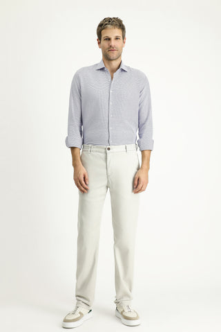  Açık Lacivert Uzun Kol Slim Fit Dar Kesim Klasik Desenli Pamuk Gömlek