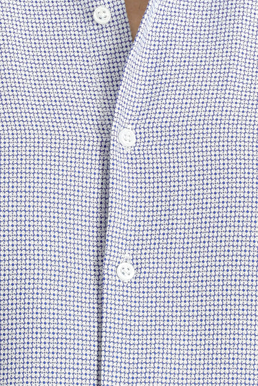 Açık Lacivert Uzun Kol Slim Fit Dar Kesim Klasik Desenli Pamuk Gömlek