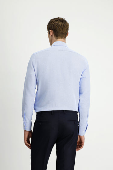 Açık Mavi Uzun Kol Slim Fit Dar Kesim Klasik Desenli Pamuk Gömlek