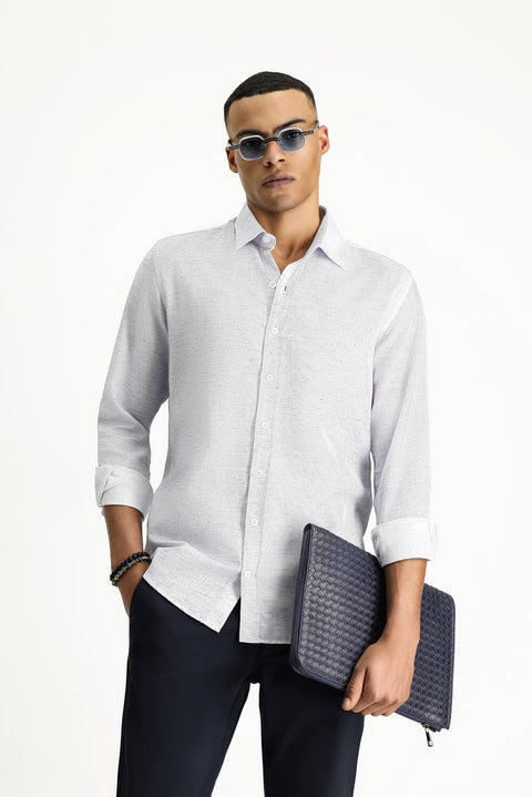 Mavi Uzun Kol Slim Fit Dar Kesim Desenli Spor Pamuk Gömlek