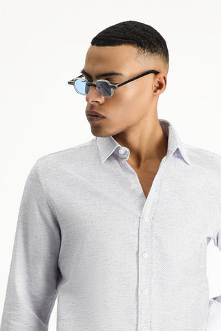  Mavi Uzun Kol Slim Fit Dar Kesim Desenli Spor Pamuk Gömlek-Ki??l?