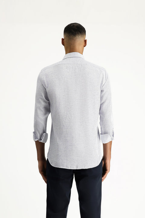 Mavi Uzun Kol Slim Fit Dar Kesim Desenli Spor Pamuk Gömlek