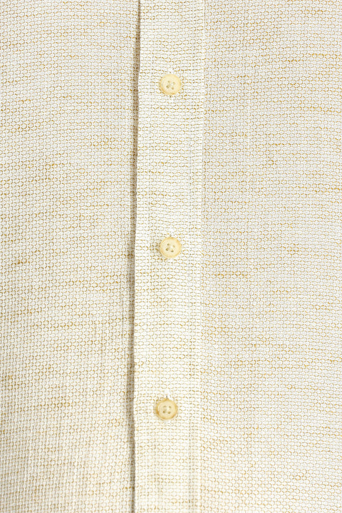 Koyu Bej Uzun Kol Slim Fit Dar Kesim Desenli Spor Pamuk Gömlek