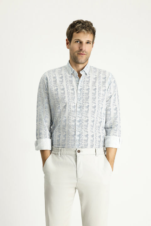 Mavi Uzun Kol Slim Fit Dar Kesim Gömlek