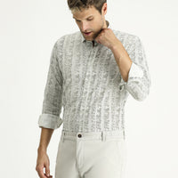 Açık Haki Uzun Kol Slim Fit Dar Kesim Gömlek