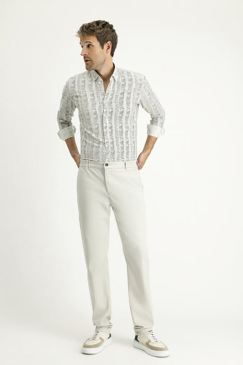 Açık Haki Uzun Kol Slim Fit Dar Kesim Gömlek