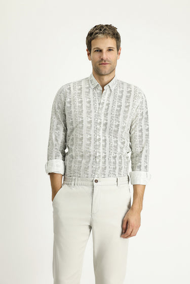 Açık Haki Uzun Kol Slim Fit Dar Kesim Gömlek