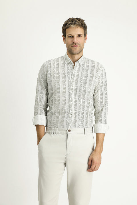 Açık Haki Uzun Kol Slim Fit Dar Kesim Gömlek