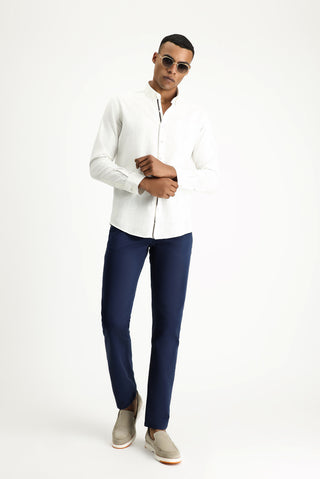  Ekru Uzun Kol Slim Fit Dar Kesim Desenli Spor Pamuk Düğmeli Yaka Gömlek