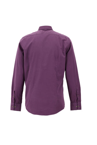  Açık Mor Uzun Kol Slim Fit Dar Kesim Twill Pamuk Düğmeli Yaka Gömlek