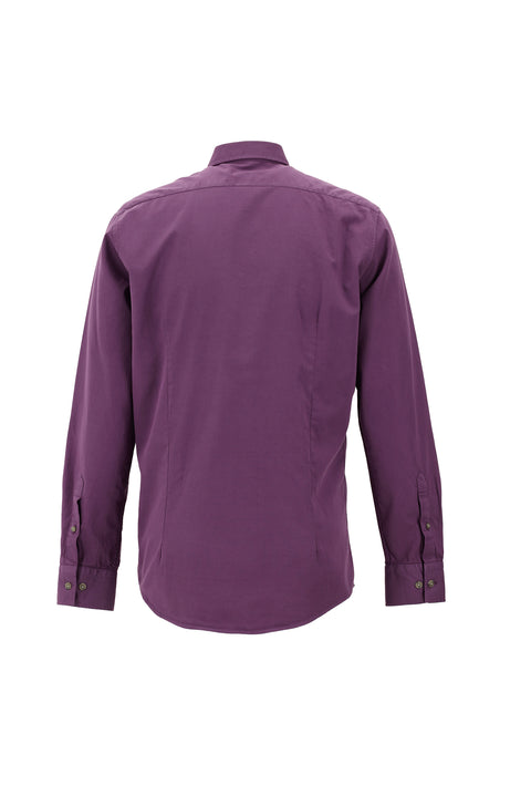 Açık Mor Uzun Kol Slim Fit Dar Kesim Twill Pamuk Düğmeli Yaka Gömlek