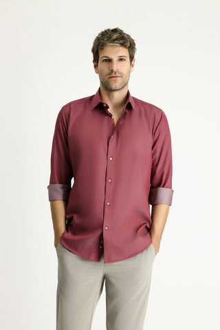  Gül Kurusu Uzun Kol Slim Fit Dar Kesim Spor Pamuk Gömlek-Ki??l?