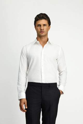 Beyaz Uzun Kol Slim Fit Dar Kesim Klasik Pamuk Gömlek