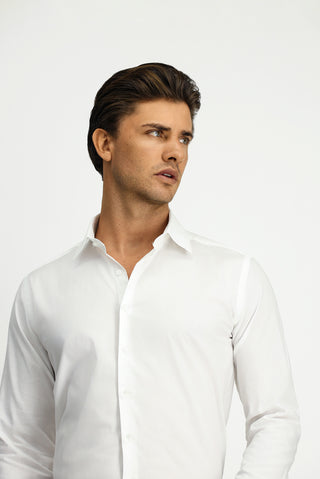  Beyaz Uzun Kol Slim Fit Dar Kesim Klasik Pamuk Gömlek