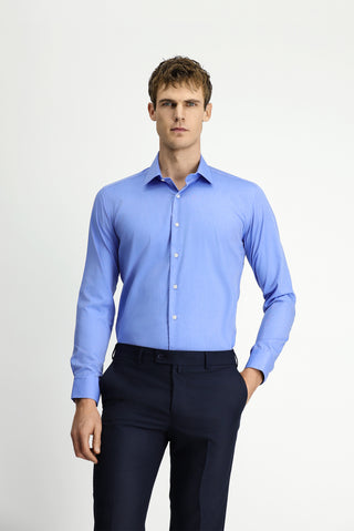  Gök Mavisi Uzun Kol Slim Fit Dar Kesim Klasik Pamuk Gömlek-Ki??l?