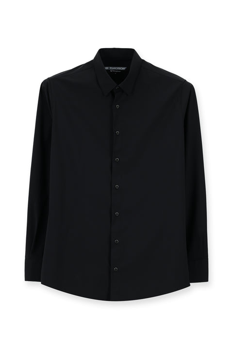 Koyu Lacivert Techno-Line Uzun Kol Slim Fit Dar Kesim Likralı Gömlek