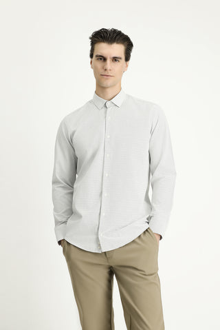  Siyah Uzun Kol Slim Fit Dar Kesim Desenli Pamuklu Kolay Ütülenebilir Düğmeli Yaka Gömlek