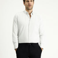 Açık Gri Uzun Kol Slim Fit Dar Kesim Desenli Pamuklu Kolay Ütülenebilir Düğmeli Yaka Gömlek