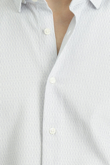 Açık Lacivert Uzun Kol Slim Fit Dar Kesim Desenli Pamuklu Kolay Ütülenebilir Düğmeli Yaka Gömlek