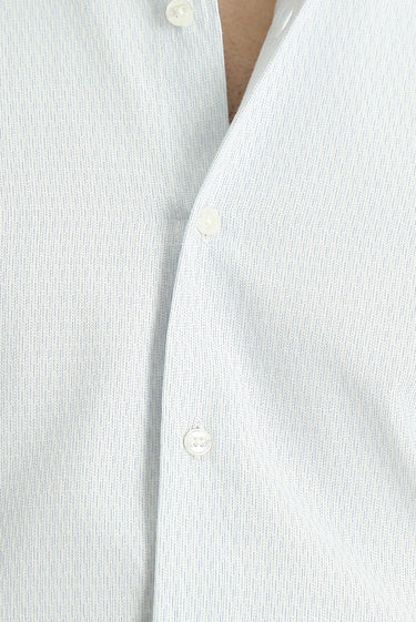 Mavi Uzun Kol Slim Fit Dar Kesim Desenli Pamuklu Kolay Ütülenebilir Düğmeli Yaka Gömlek