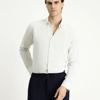 Açık Vizon Uzun Kol Slim Fit Dar Kesim Desenli Pamuklu Kolay Ütülenebilir Düğmeli Yaka Gömlek