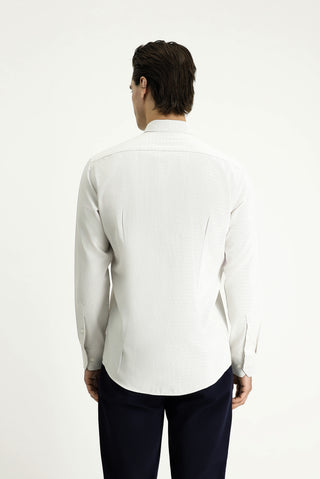  Açık Vizon Uzun Kol Slim Fit Dar Kesim Desenli Pamuklu Kolay Ütülenebilir Düğmeli Yaka Gömlek