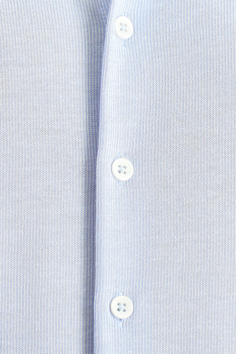 Gök Mavisi Uzun Kol Slim Fit Dar Kesim Spor Örme Pamuklu Kolay Ütülenebilir Gömlek