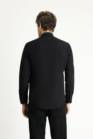  Siyah Uzun Kollu Slim Fit Dar Kesim Klasik Pamuklu Kolay Ütülenebilir Gömlek