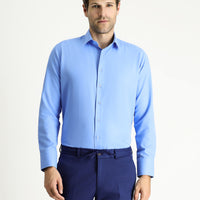 Mavi Uzun Kollu Slim Fit Dar Kesim Klasik Pamuklu Kolay Ütülenebilir Gömlek