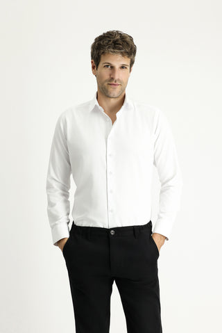  Beyaz Uzun Kollu Slim Fit Dar Kesim Klasik Pamuklu Kolay Ütülenebilir Gömlek