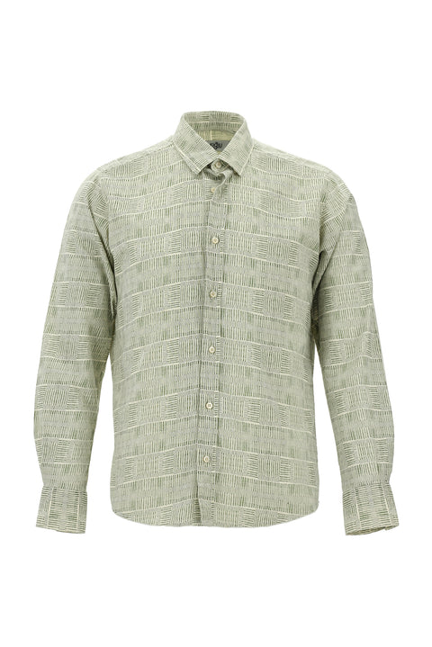 Açık Haki Uzun Kol Slim Fit Dar Kesim Gömlek