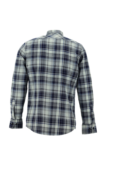 İndigo Uzun Kol Ekose Slim Fit Dar Kesim Pamuk Düğmeli Yaka Gömlek