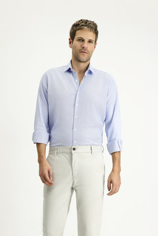  Gök Mavisi Uzun Kol Regular Fit Desenli Pamuk Gömlek