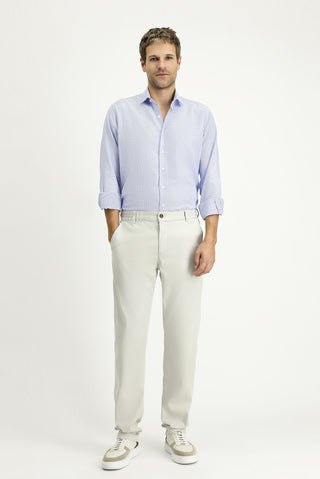  Gök Mavisi Uzun Kol Regular Fit Desenli Pamuk Gömlek